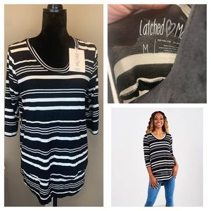 Latched Mama 3/4 Sleeve Scoop Neck Nursing Tee NWT